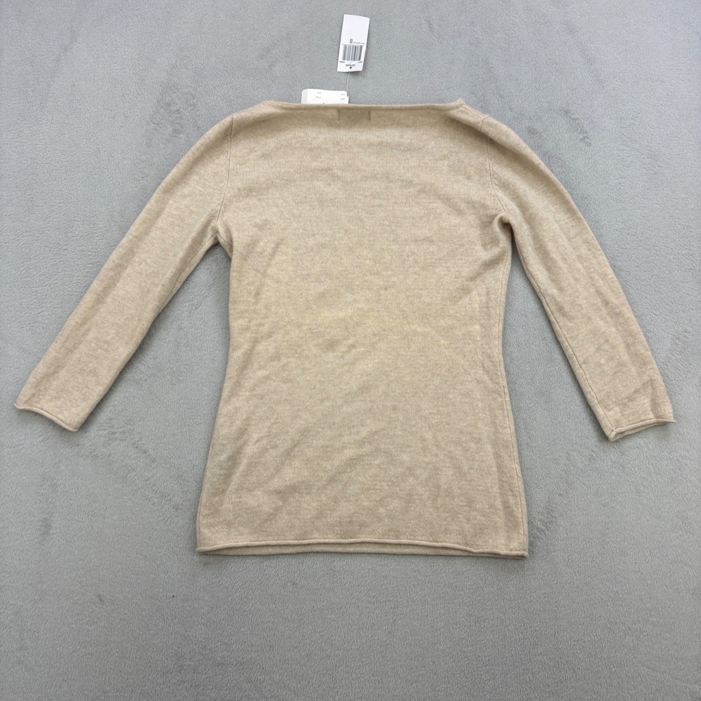 Neiman Marcus Sweater Womens XS NEW Beige Oatmeal Cashmere Boat Neck Minimalist - Picture 5 of 9
